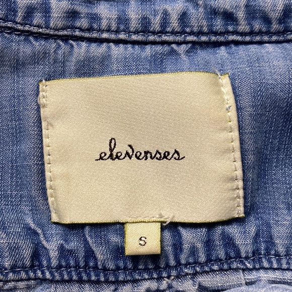 Anthropologie Elevenses Chambray Denim Tencel Blouse - Picture 6 of 6